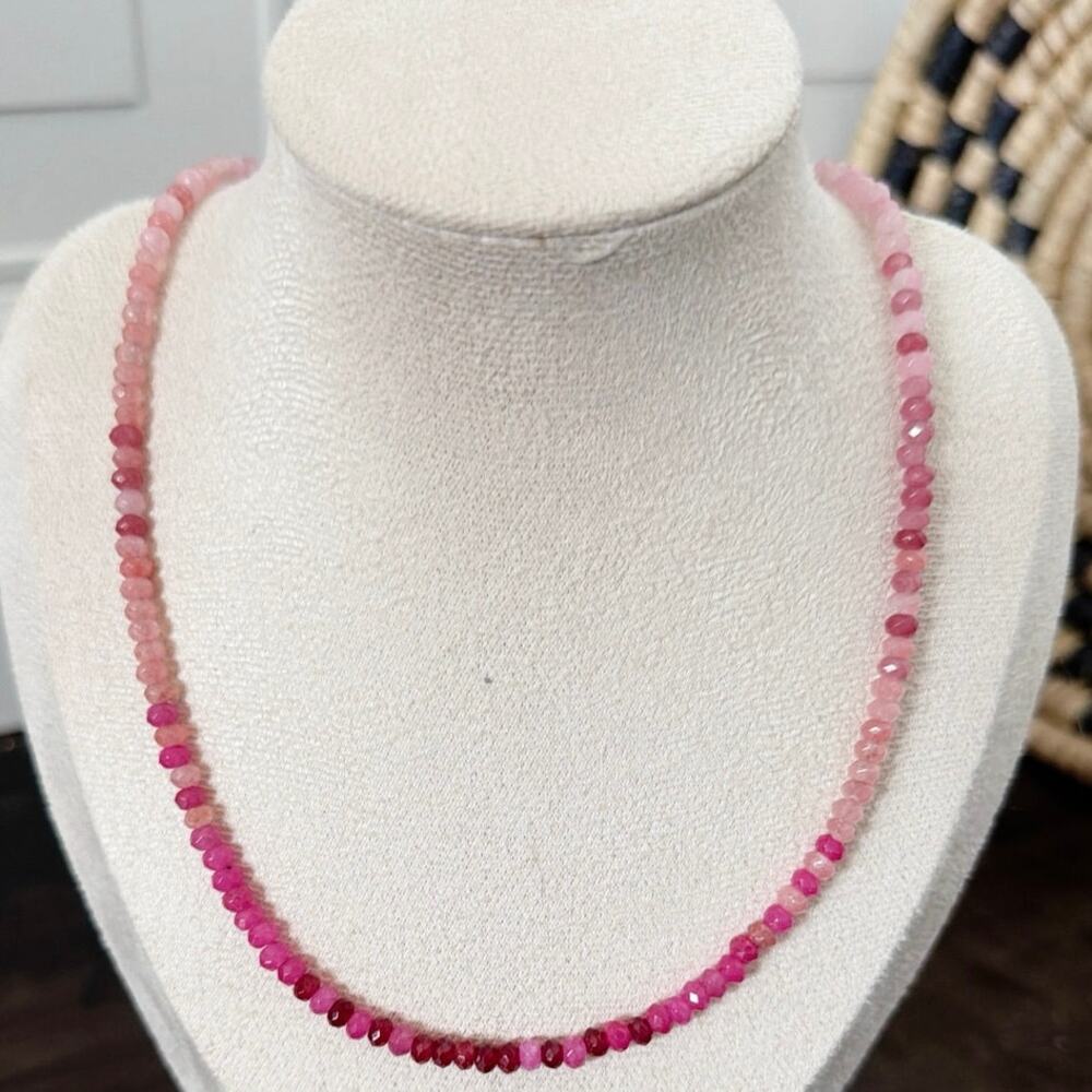 Second Bloom Studio Artisan Made Rainbow Agate Ombre Necklace 17.5"